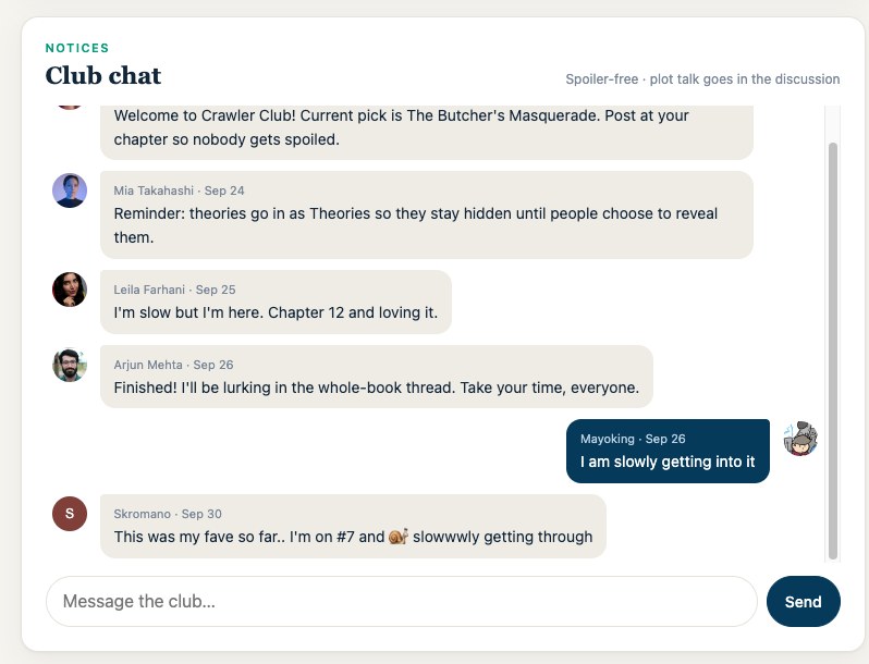 A book club's chat thread